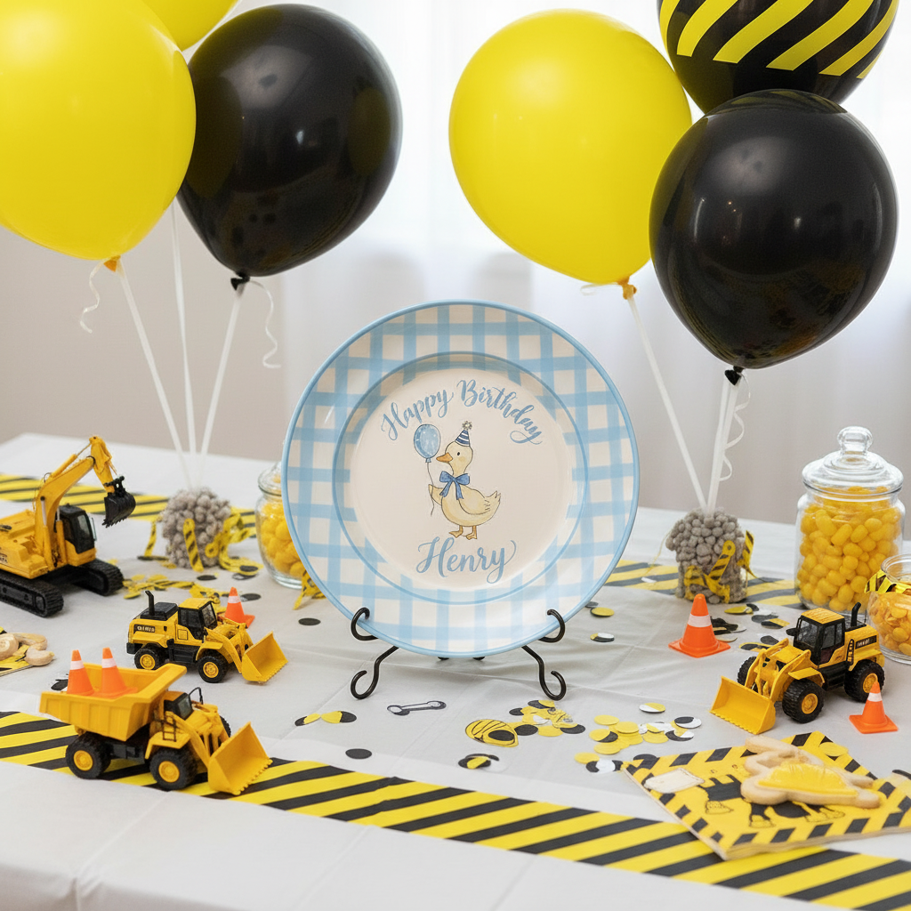 Personalized Baby Boy's Ceramic Birthday Plate – Custom Hand Painted Ceramic Gift - BCP190