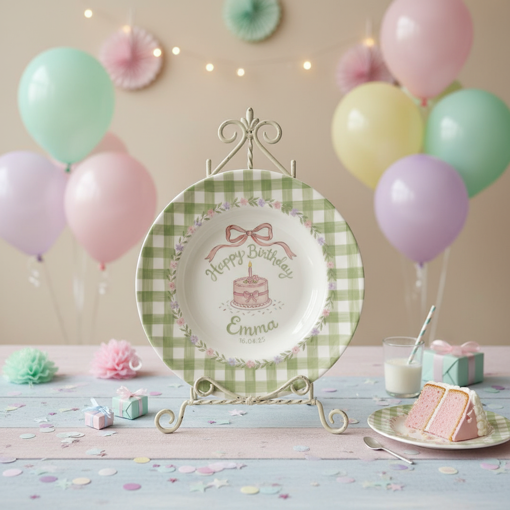 Personalized Baby Girl Ceramic Birthday Plate – Custom Hand Painted Ceramic Gift - BCP171