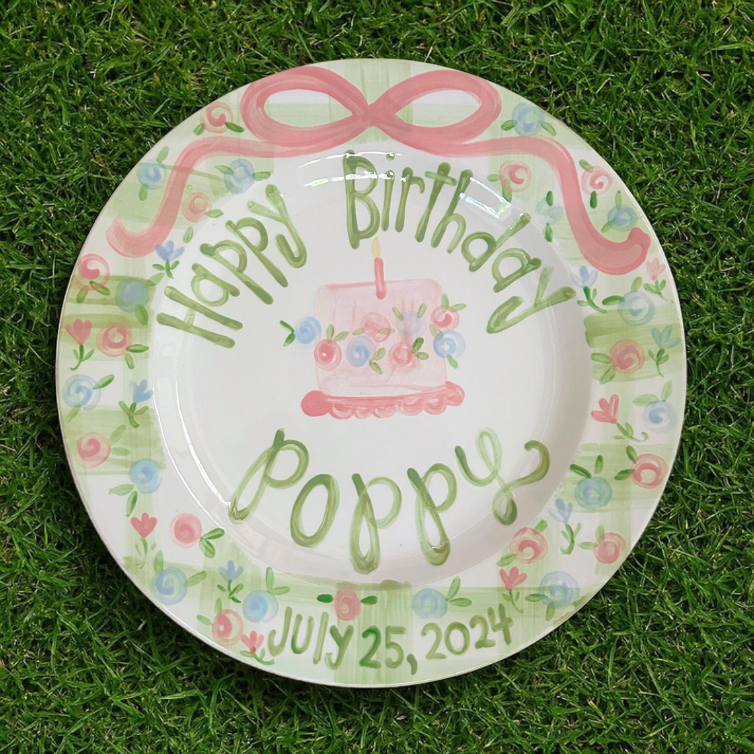 Personalized Birthday Plate with Name & Date – Handmade Ceramic - BCP40
