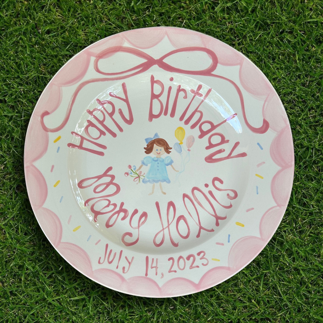 Personalized Girl Birthday Plate – Hand-Painted Ceramic Keepsake - BCP52