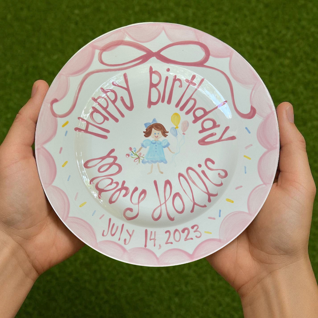 Personalized Girl Birthday Plate – Hand-Painted Ceramic Keepsake - BCP52