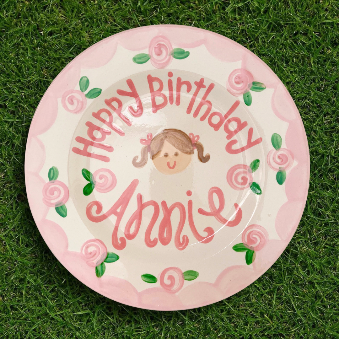 Personalized Girl Birthday Plate – Custom Hand-Painted Ceramic Gift - BCP54
