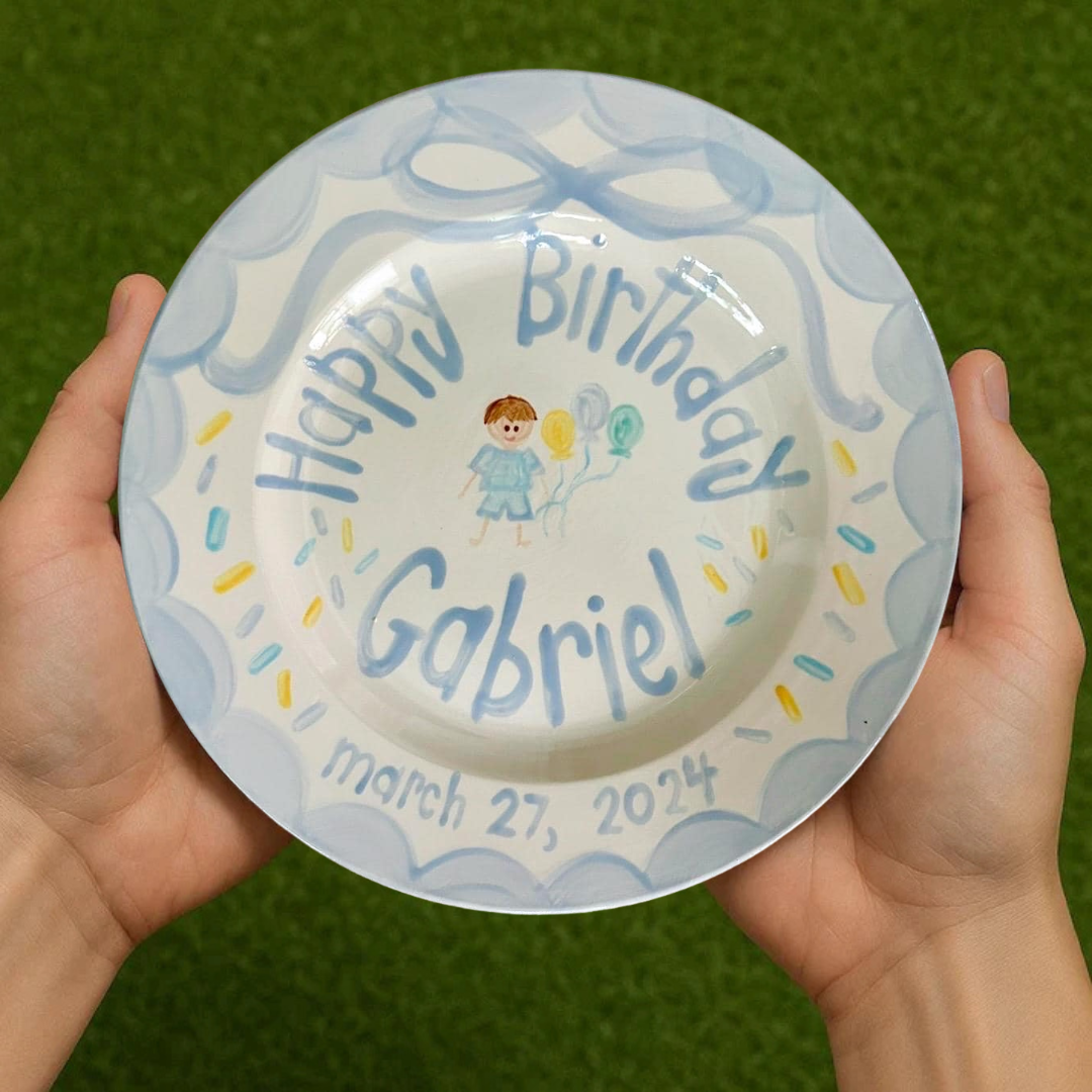 Personalized Boy Birthday Plate – Custom Hand-Painted Ceramic Gift - BCP55