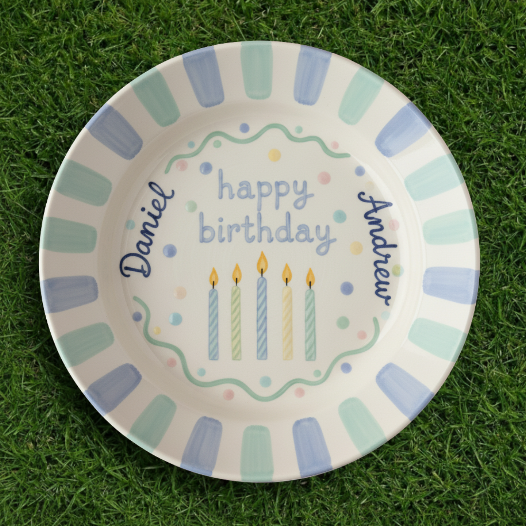 Personalized Boy Birthday Plate – Custom Hand-Painted Ceramic Gift - BCP66