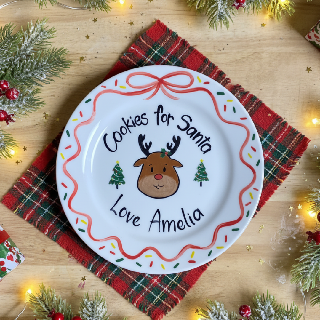 Personalized Ceramic Cookies for Santa Plate- A Meaningful Christmas Gift for Kids - CFS09