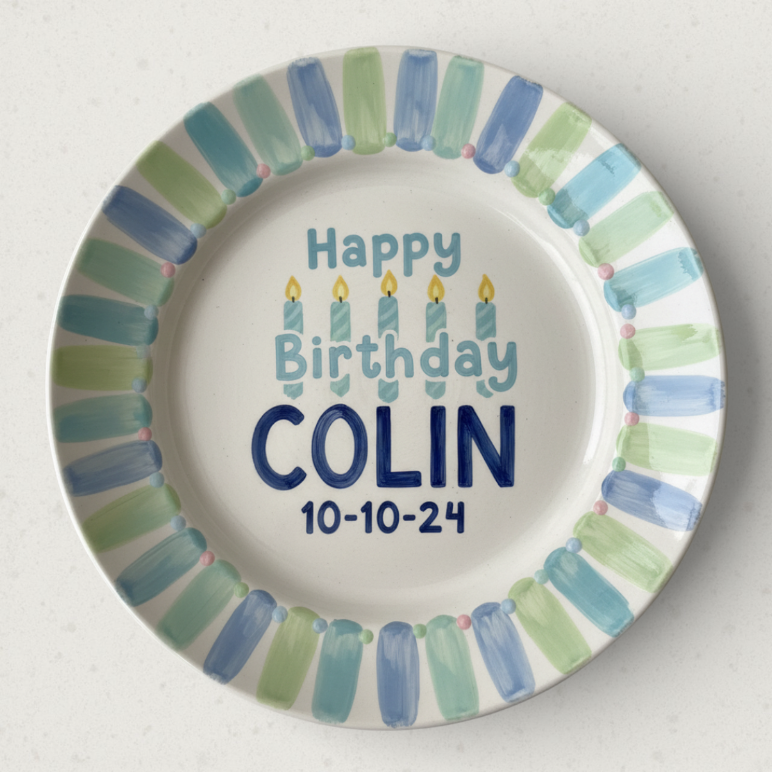 Personalized Boy Birthday Plate – Custom Hand-Painted Ceramic Gift - BCP67