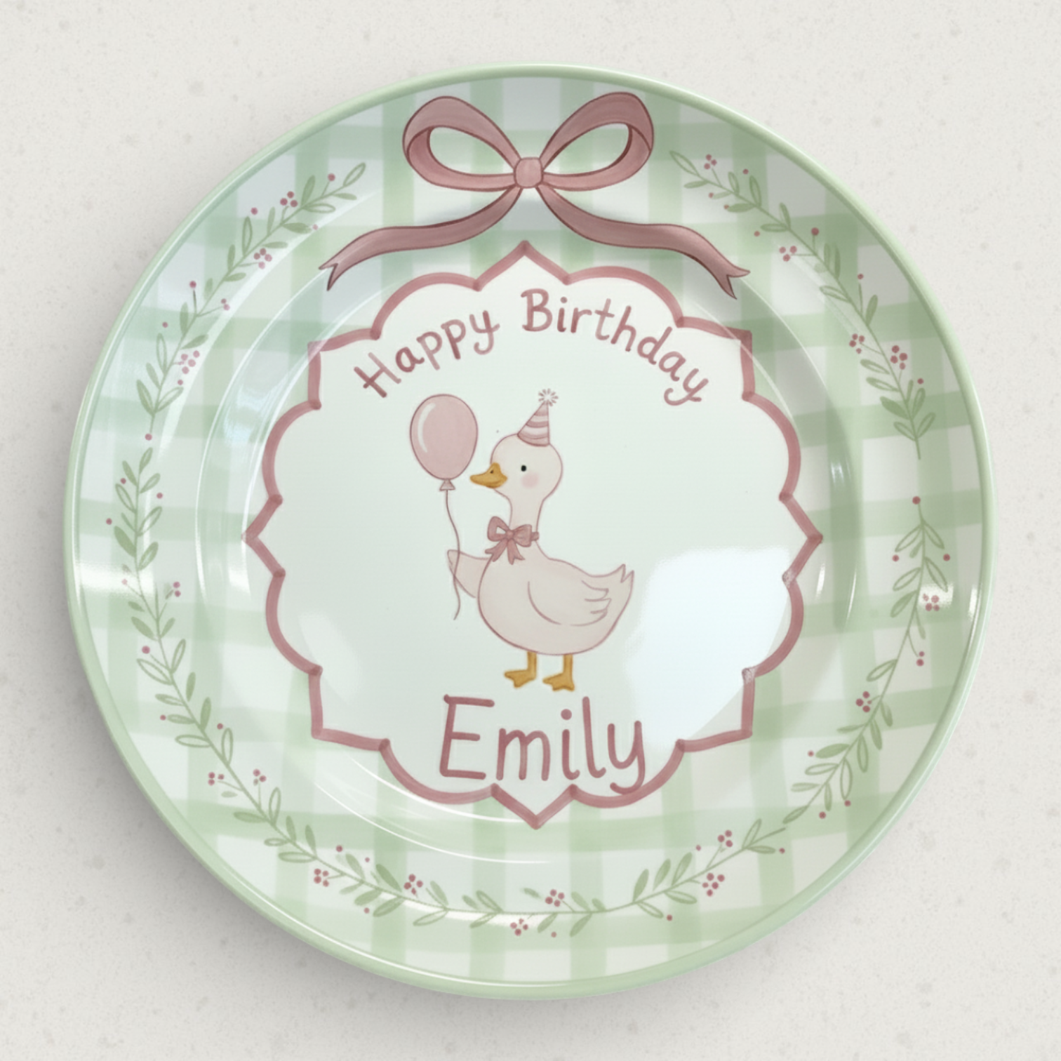 Personalized Girl's Ceramic Birthday Plate - Custom Name & Hand-Painted Floral Keepsake- BCP94