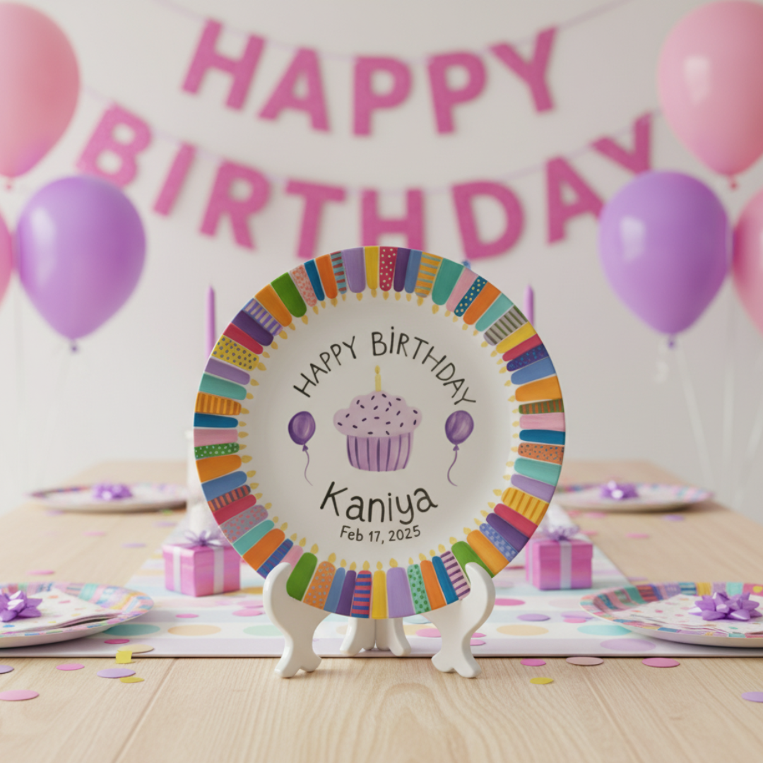 Personalized Boy Birthday Plate – Custom Hand-Painted Ceramic Gift - BCP61