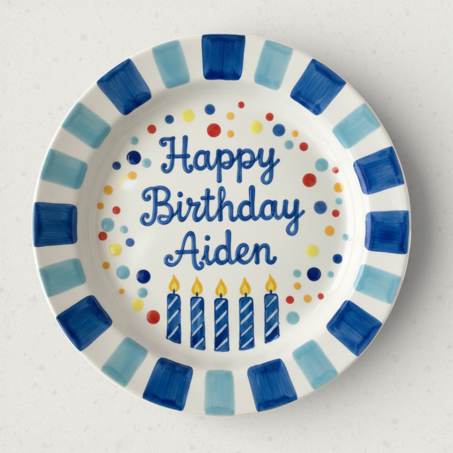 Personalized Boy Birthday Plate – Custom Hand-Painted Ceramic Gift - BCP64