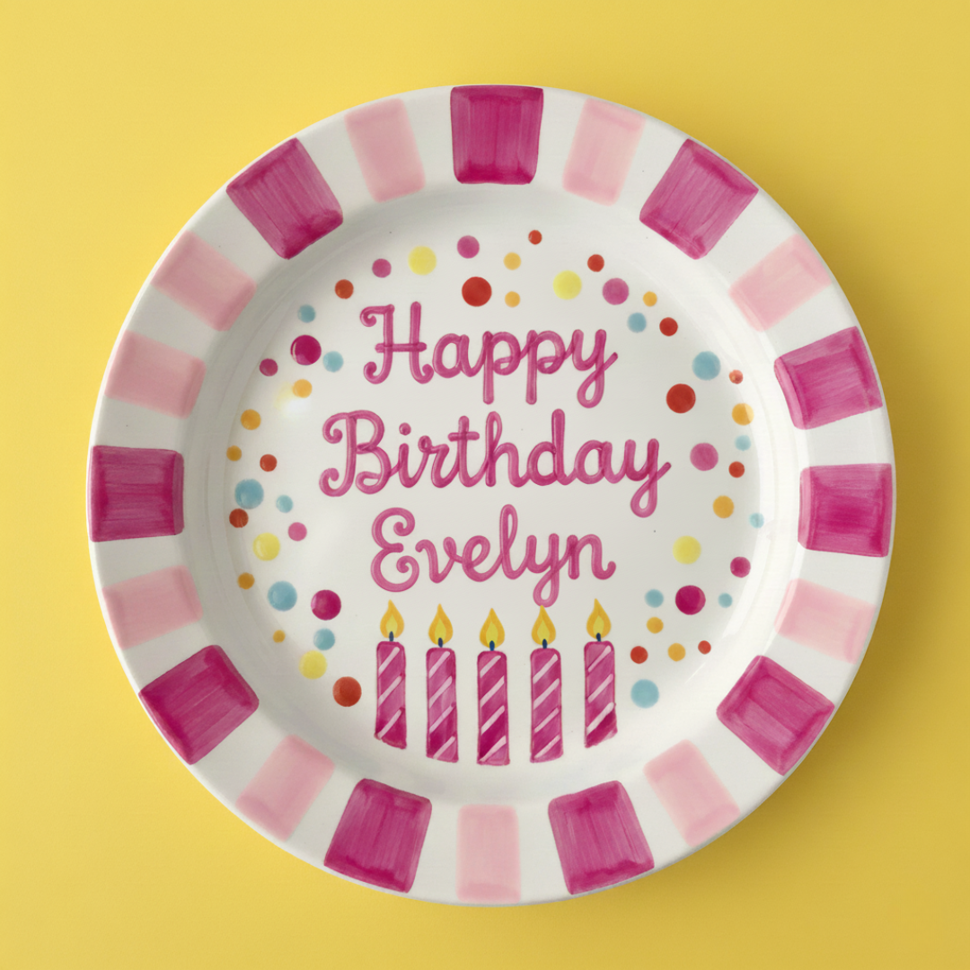 Personalized Girl Birthday Plate – Custom Hand-Painted Ceramic Gift - BCP64