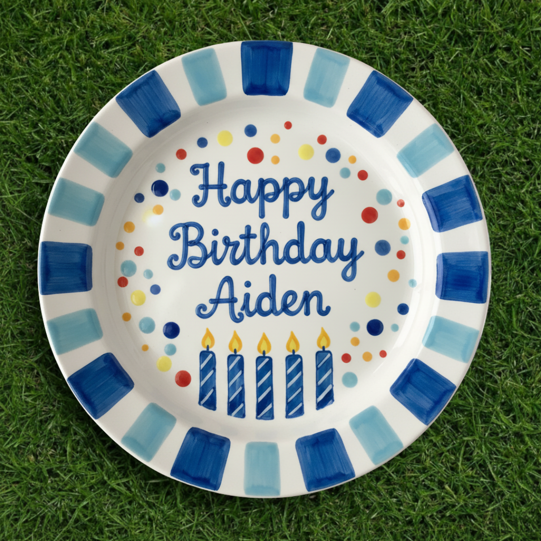 Personalized Boy Birthday Plate – Custom Hand-Painted Ceramic Gift - BCP64