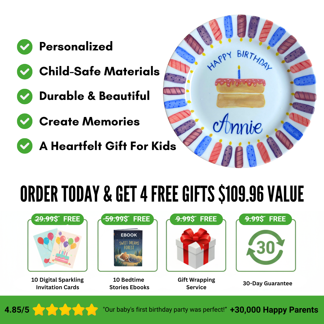 Personalized Girl Birthday Plate – Custom Hand-Painted Ceramic Gift - BCP57