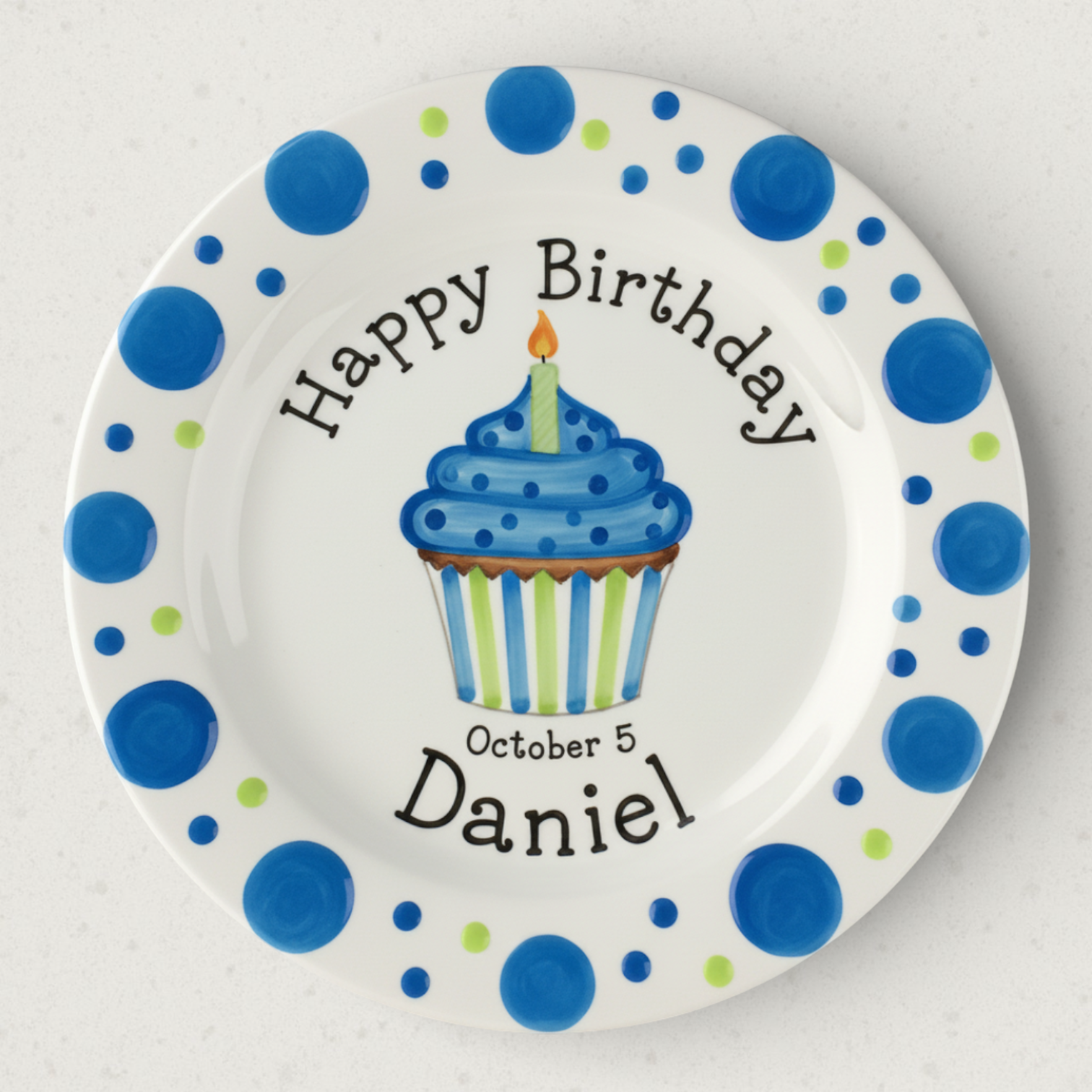Personalized Boy's Ceramic Birthday Plate - Custom Name & Hand-Painted Keepsake - BCP101