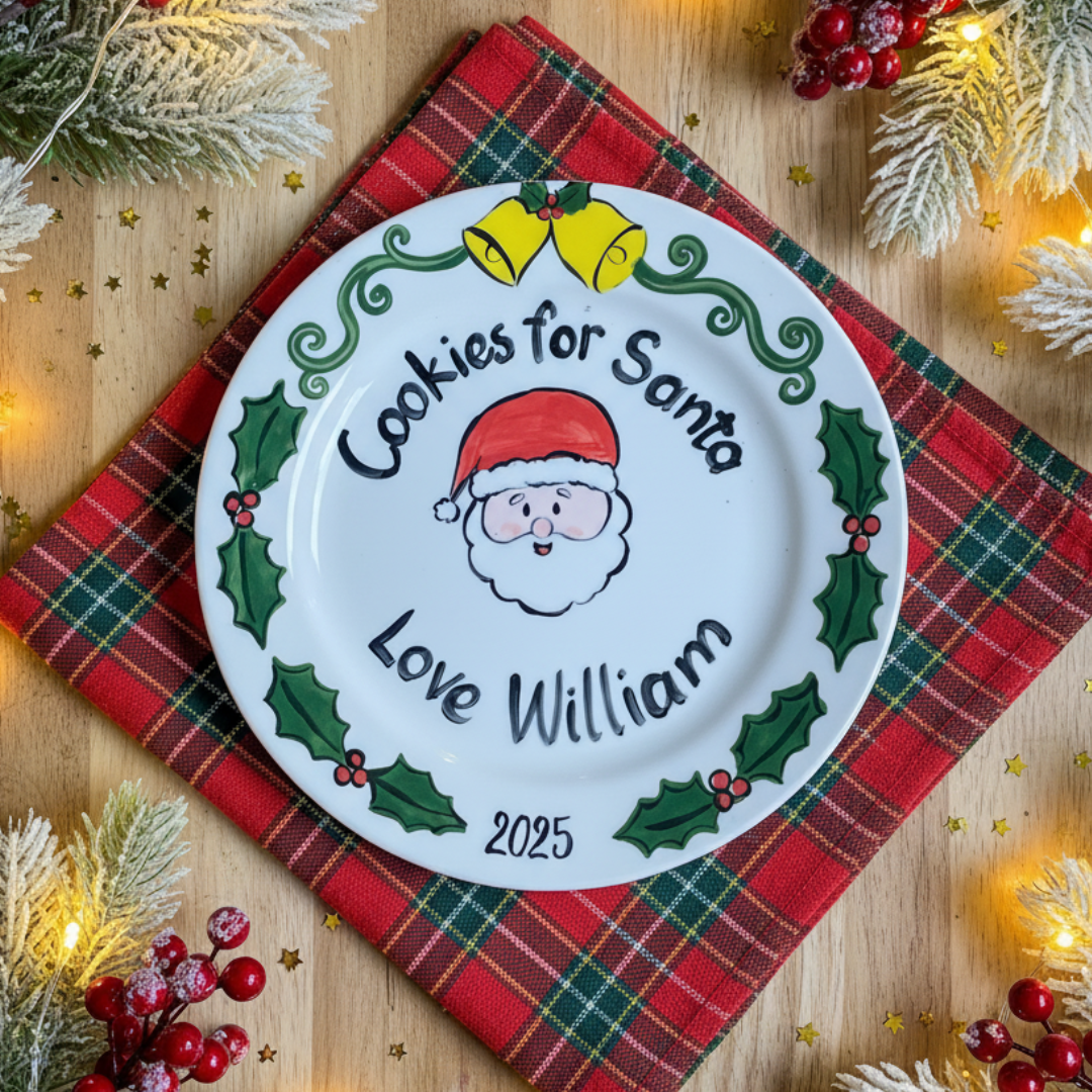 Personalized Ceramic Cookies for Santa Plate- A Meaningful Christmas Gift for Kids - CFS08