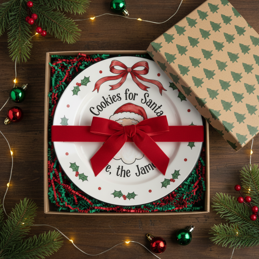 Personalized Ceramic Cookies for Santa Plate- A Meaningful Christmas Gift for Kids - CFS18