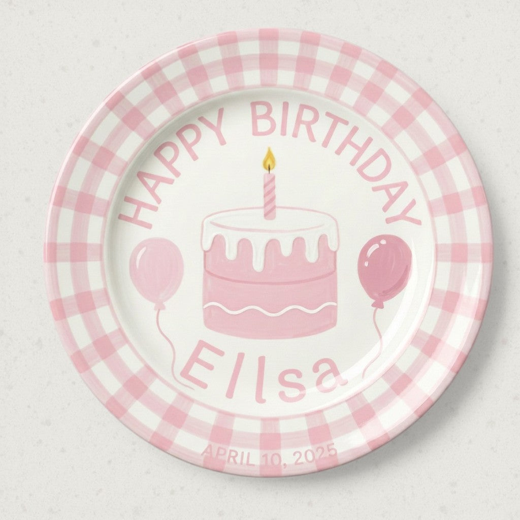 Personalized Baby Girl Ceramic Birthday Plate – Custom Hand Painted Ceramic Gift - BCP136