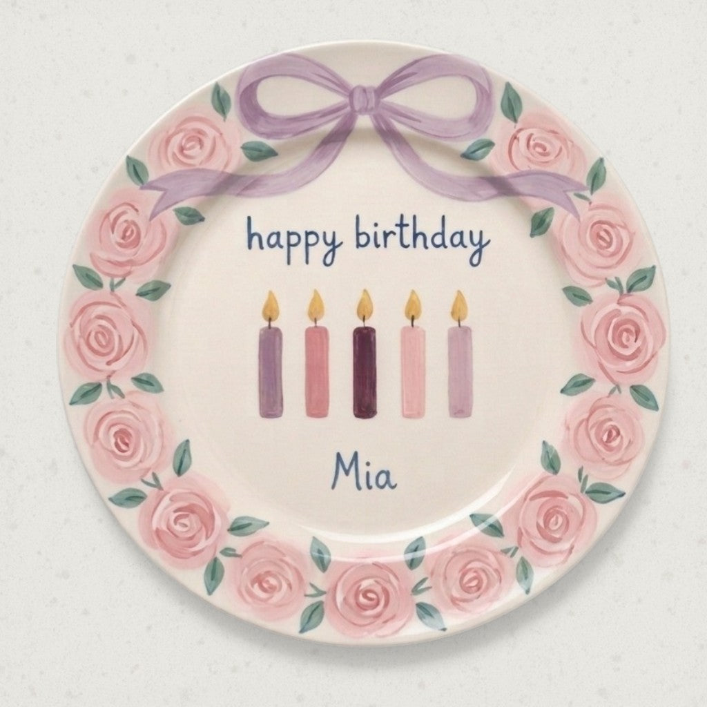 Personalized Baby Girl Ceramic Birthday Plate – Custom Hand Painted Ceramic Gift - BCP125