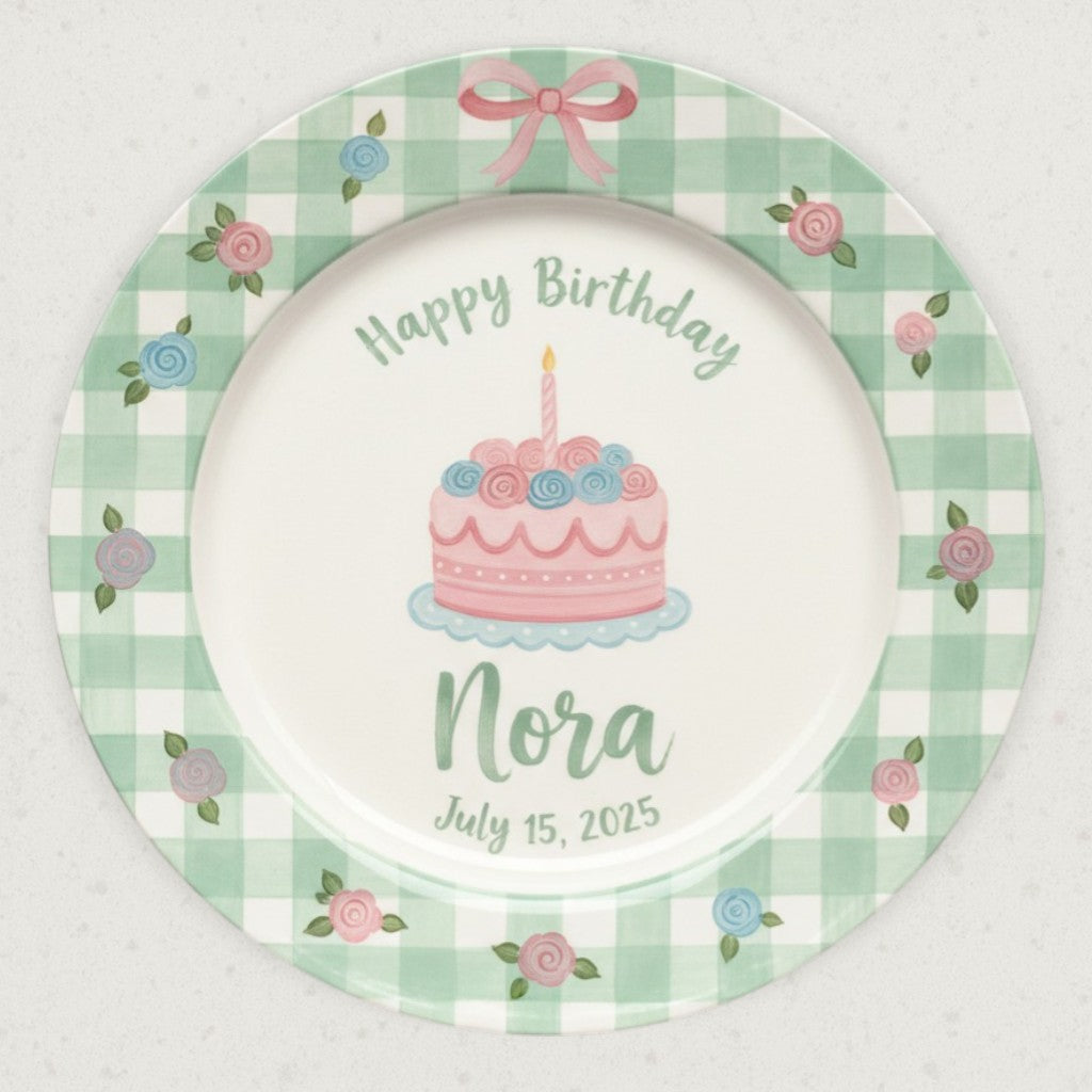 Personalized Baby Girl Ceramic Birthday Plate – Custom Hand Painted Ceramic Gift - BCP121