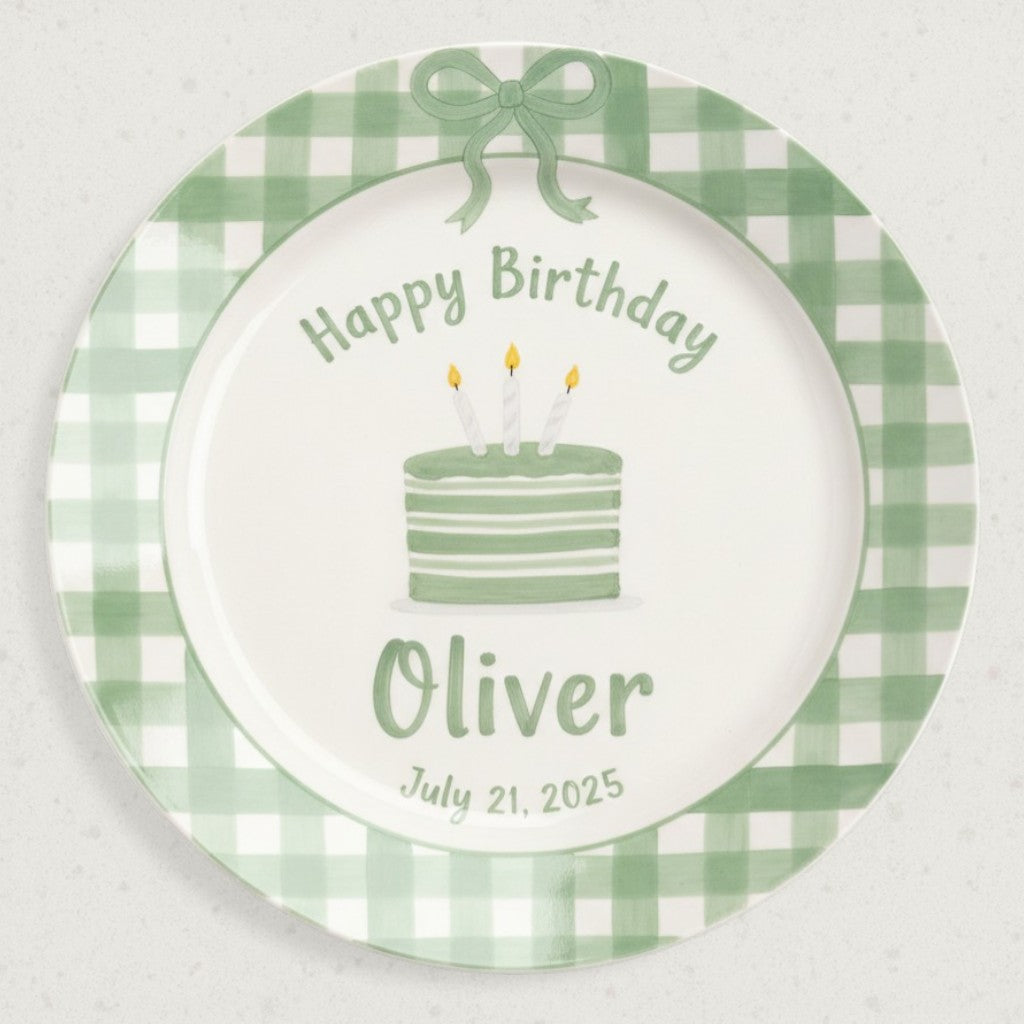 Personalized Boy's Ceramic Birthday Plate - Custom Name & Hand-Painted Keepsake - BCP122