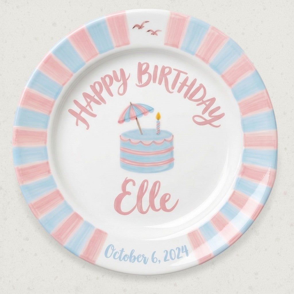 Personalized Baby Girl Ceramic Birthday Plate – Custom Hand Painted Ceramic Gift - BCP161