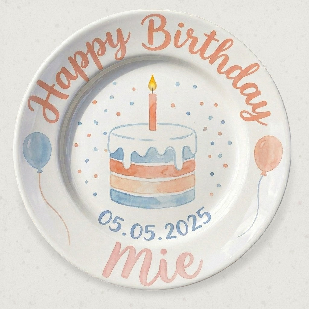 Personalized Baby Girl Ceramic Birthday Plate – Custom Hand Painted Ceramic Gift - BCP160