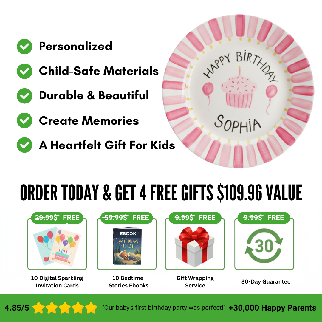 Personalized Boy Birthday Plate – Custom Hand-Painted Ceramic Gift - BCP55