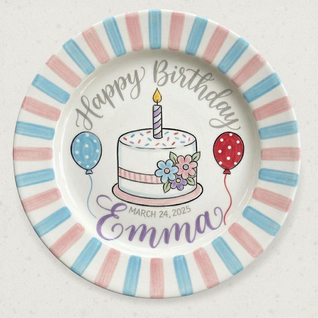 Personalized Baby Girl Ceramic Birthday Plate – Custom Hand Painted Ceramic Gift - BCP158