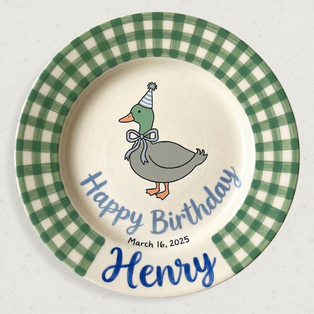 Personalized Baby Boy's Ceramic Birthday Plate – Custom Hand Painted Ceramic Gift - BCP164