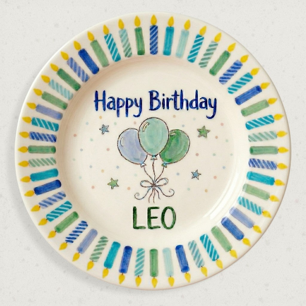 Personalized Baby Boy's Ceramic Birthday Plate – Custom Hand Painted Ceramic Gift - BCP178