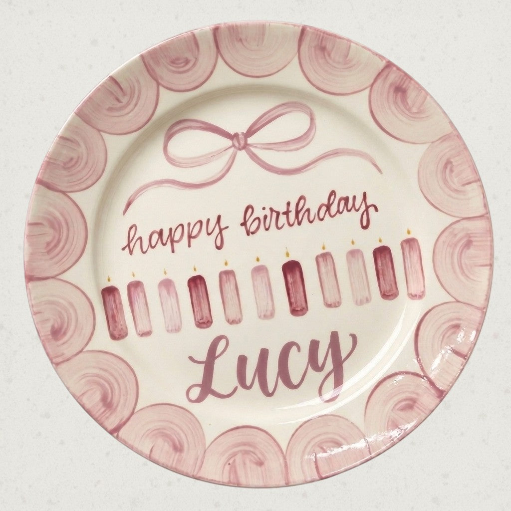 Personalized Baby Girl Ceramic Birthday Plate – Custom Hand Painted Ceramic Gift - BCP182