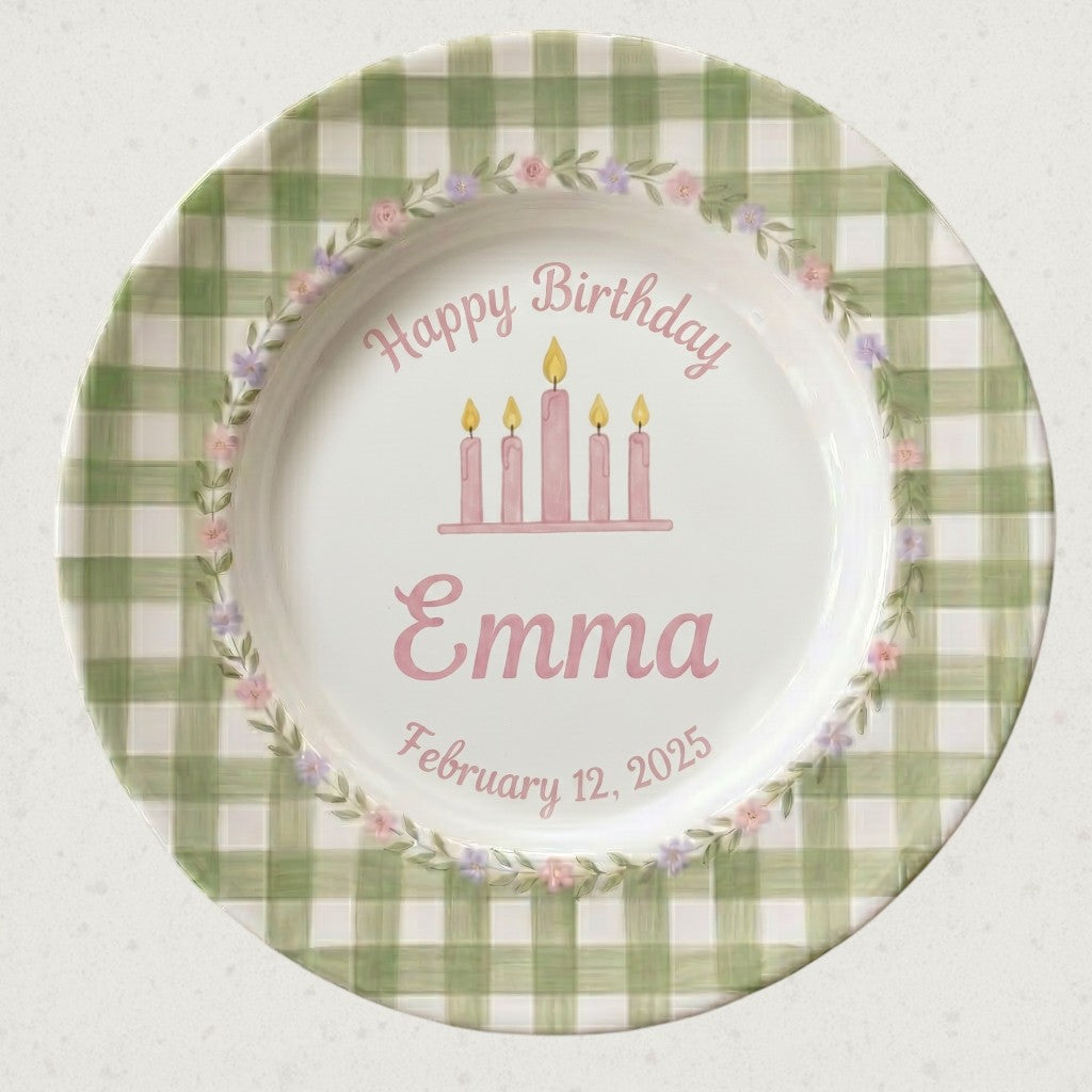 Personalized Baby Girl Ceramic Birthday Plate – Custom Hand Painted Ceramic Gift - BCP142