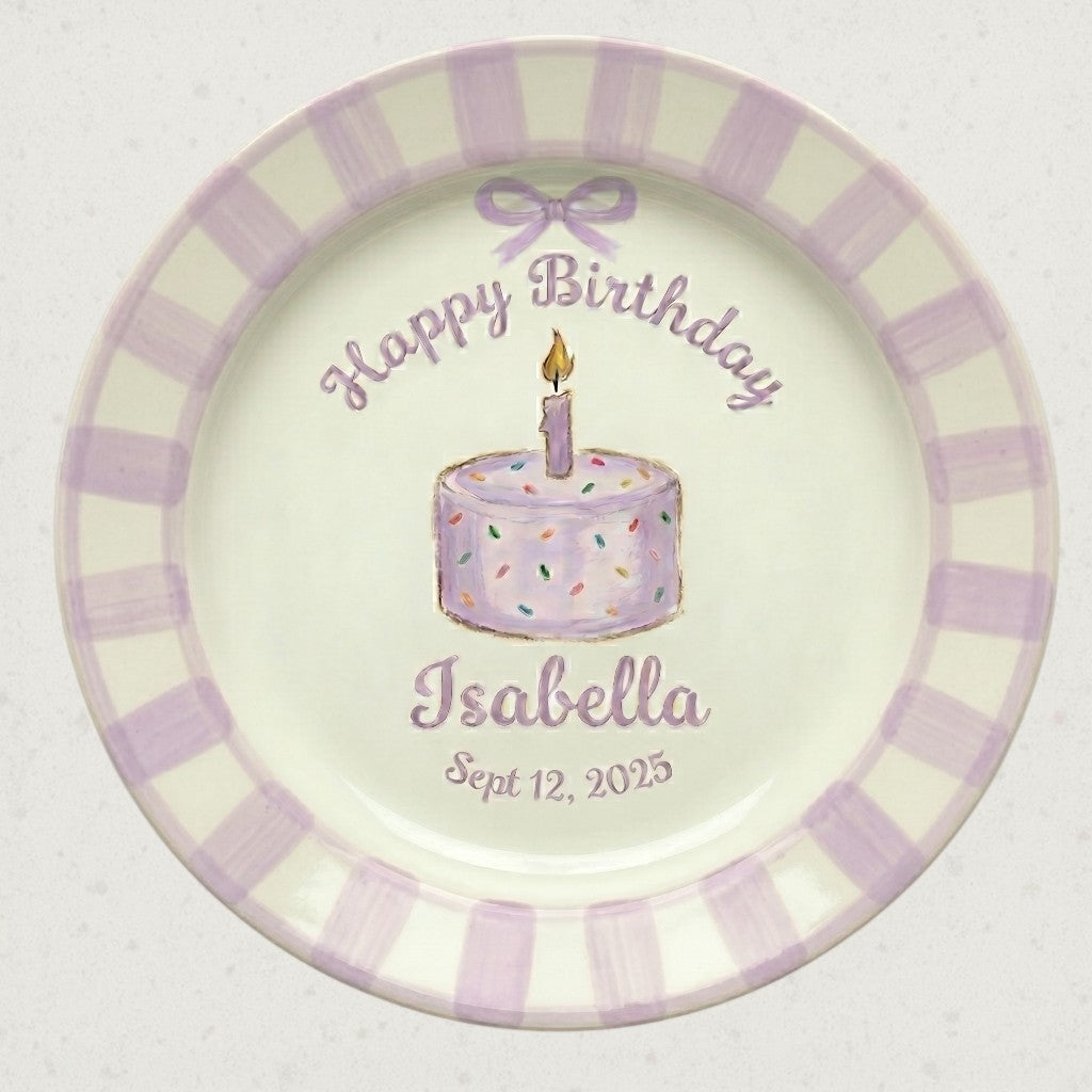 Personalized Baby Girl Ceramic Birthday Plate – Custom Hand Painted Ceramic Gift - BCP147