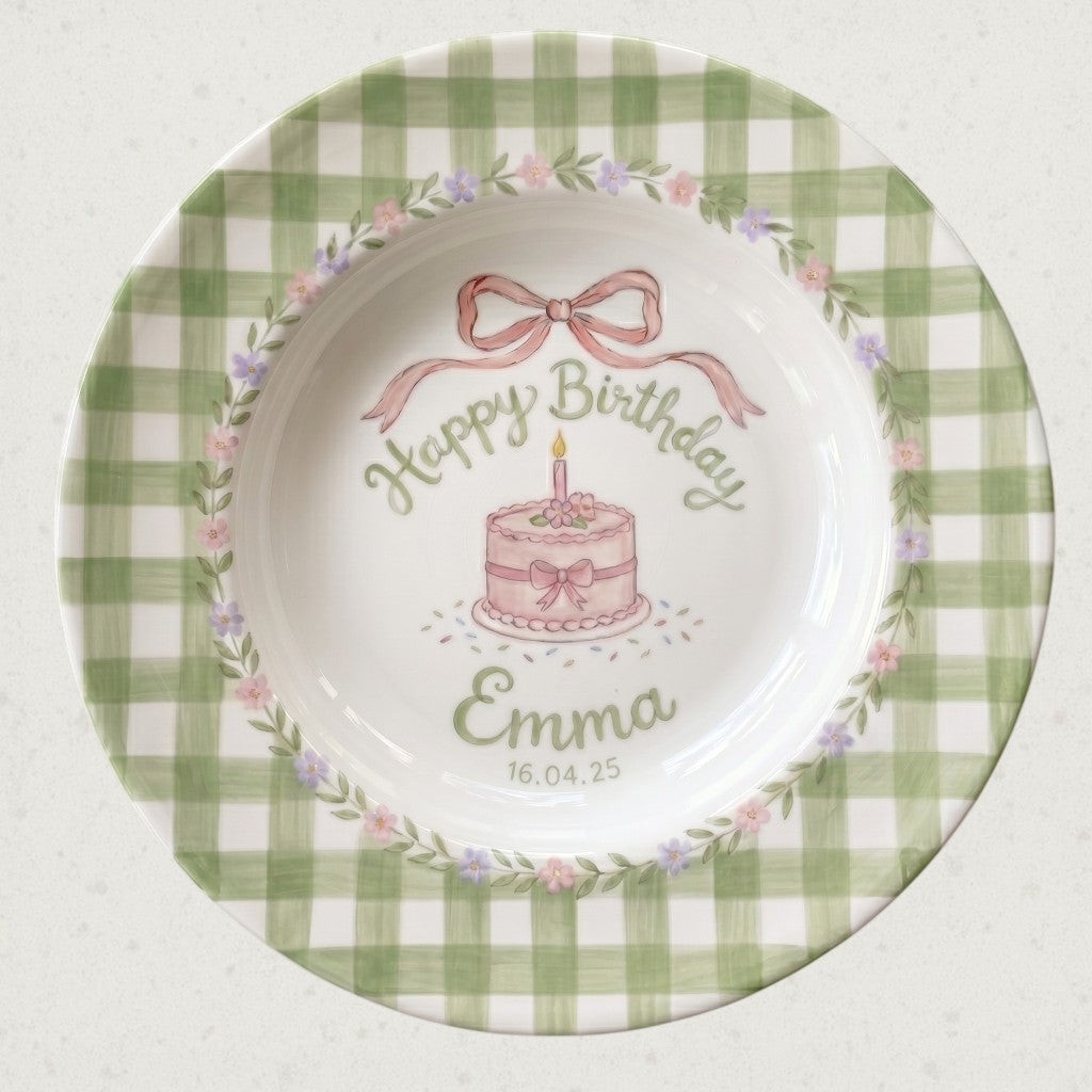 Personalized Baby Girl Ceramic Birthday Plate – Custom Hand Painted Ceramic Gift - BCP171