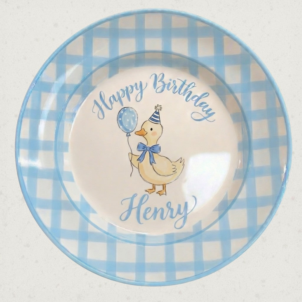 Personalized Baby Boy's Ceramic Birthday Plate – Custom Hand Painted Ceramic Gift - BCP190