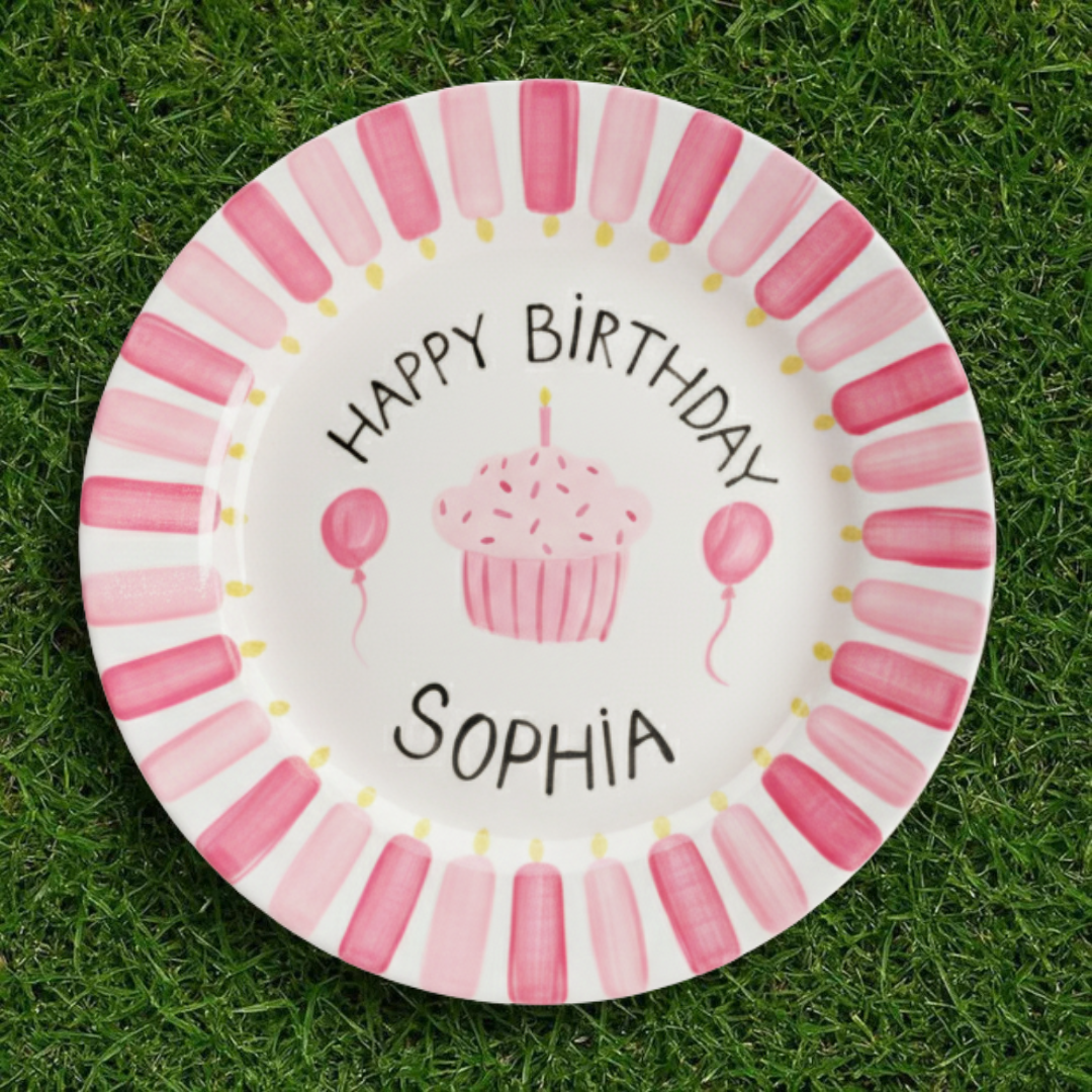 Personalized Boy Birthday Plate – Custom Hand-Painted Ceramic Gift - BCP55