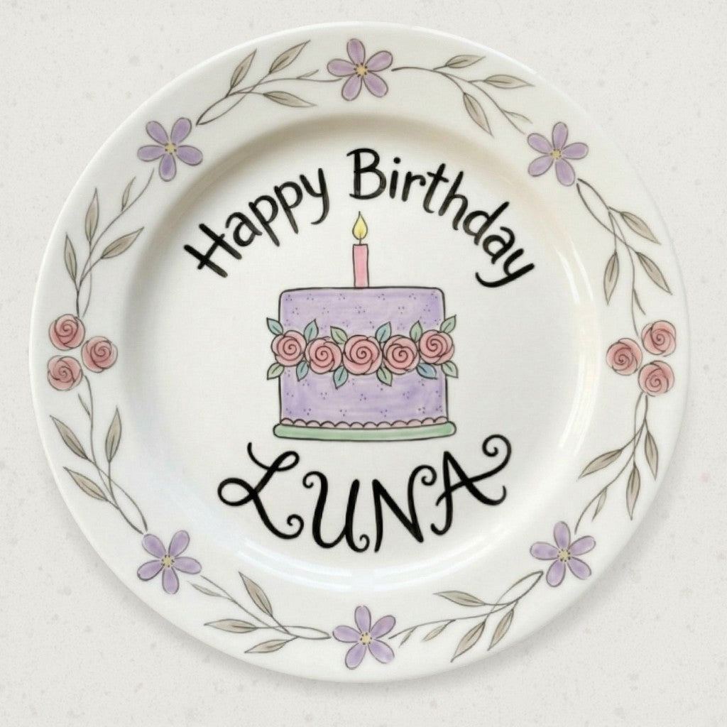 Personalized Baby Girl Ceramic Birthday Plate – Custom Hand Painted Ceramic Gift - BCP148