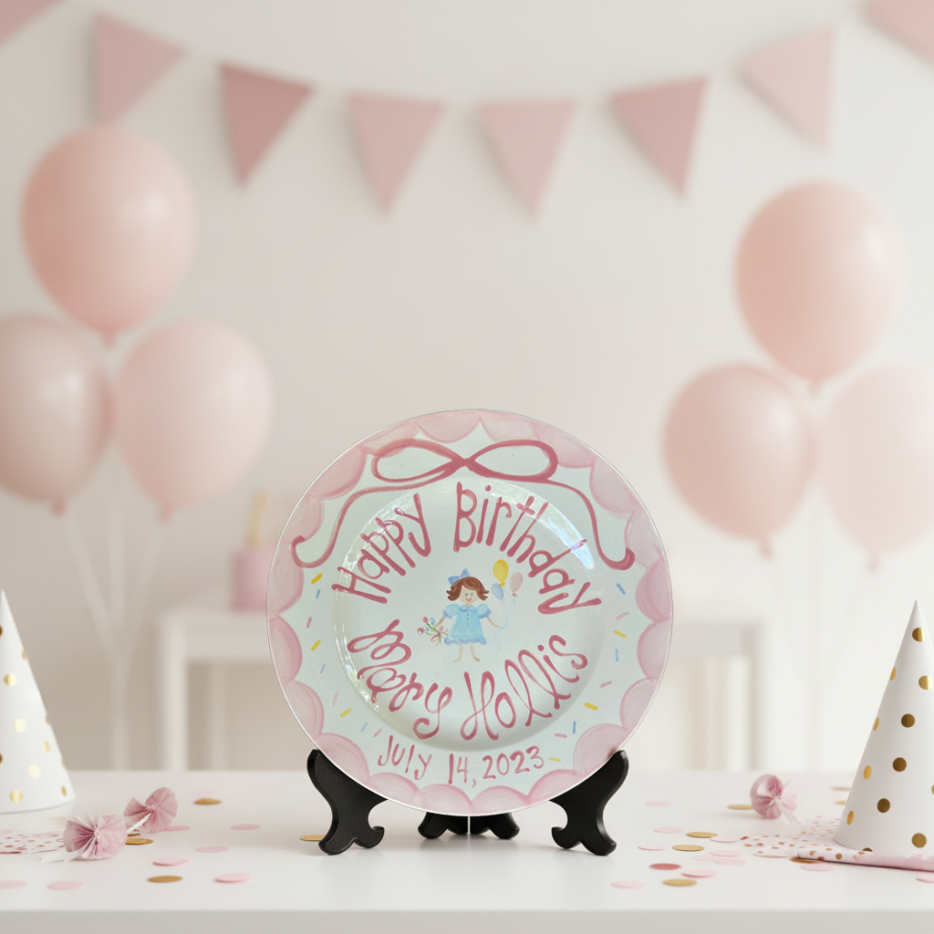 Personalized Girl Birthday Plate – Hand-Painted Ceramic Keepsake - BCP52