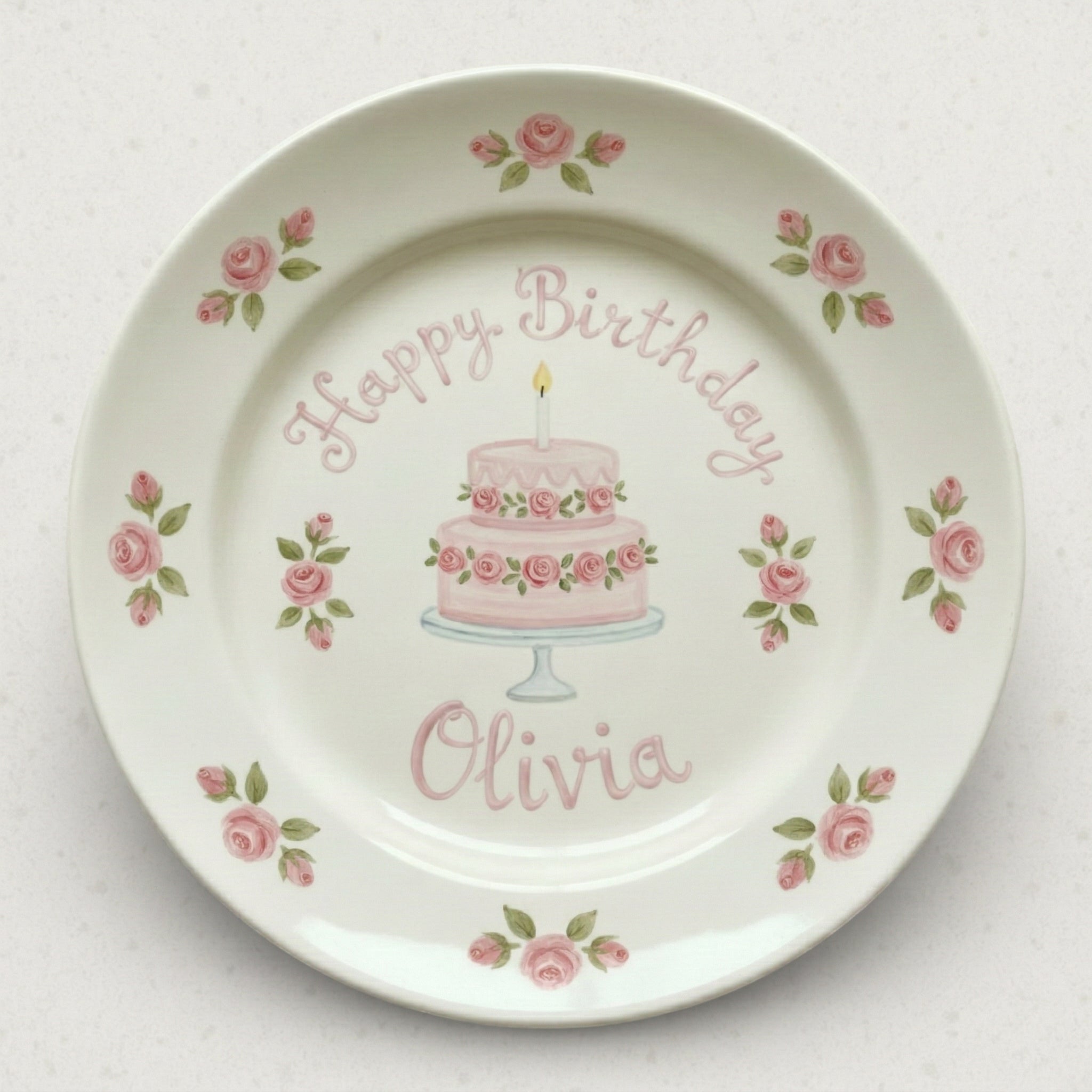 Personalized Baby Girl Ceramic Birthday Plate – Custom Hand Painted Ceramic Gift - BCP172
