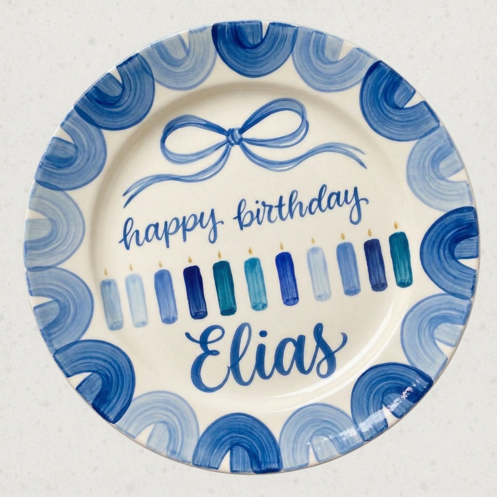 Personalized Baby Boy's Ceramic Birthday Plate – Custom Hand Painted Ceramic Gift - BCP185