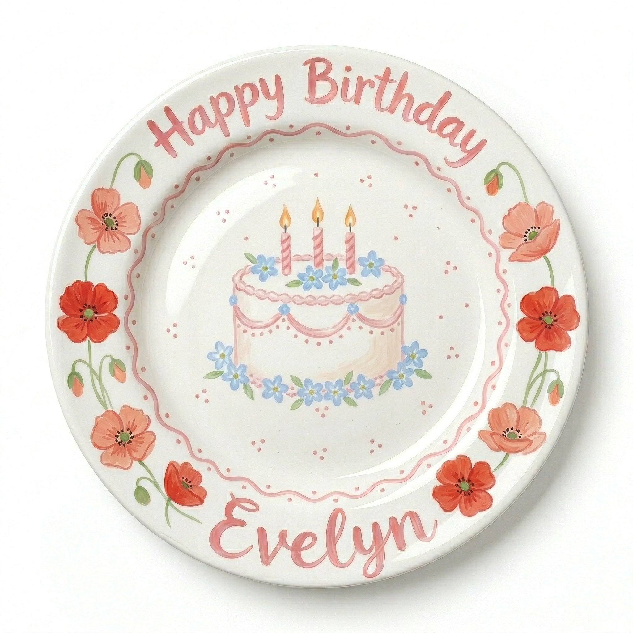 Personalized Baby Girl Ceramic Birthday Plate – Custom Hand Painted Ceramic Gift - BCP174