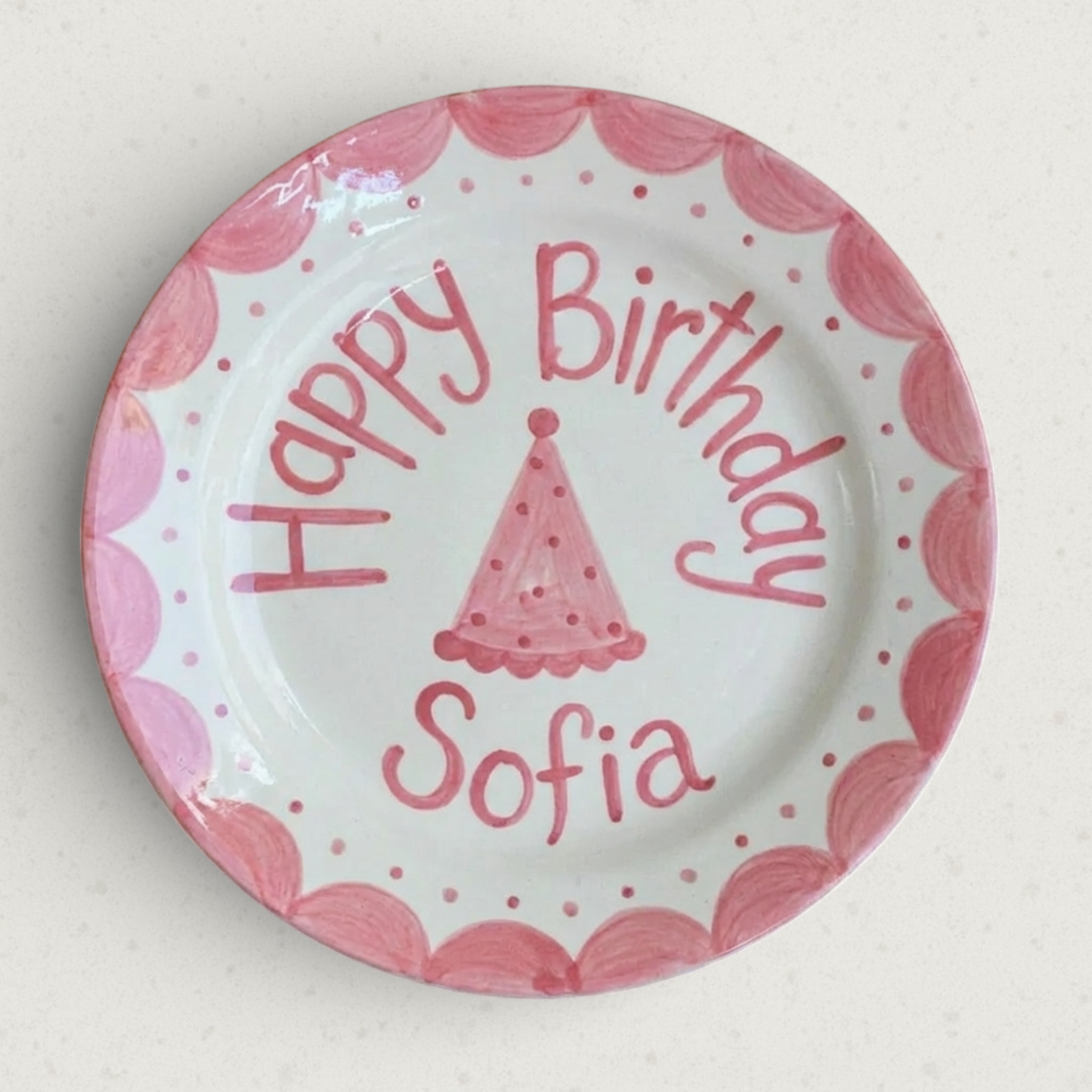 Personalized Baby Girl Ceramic Birthday Plate - Custom Name & Floral Keepsake- BCP02