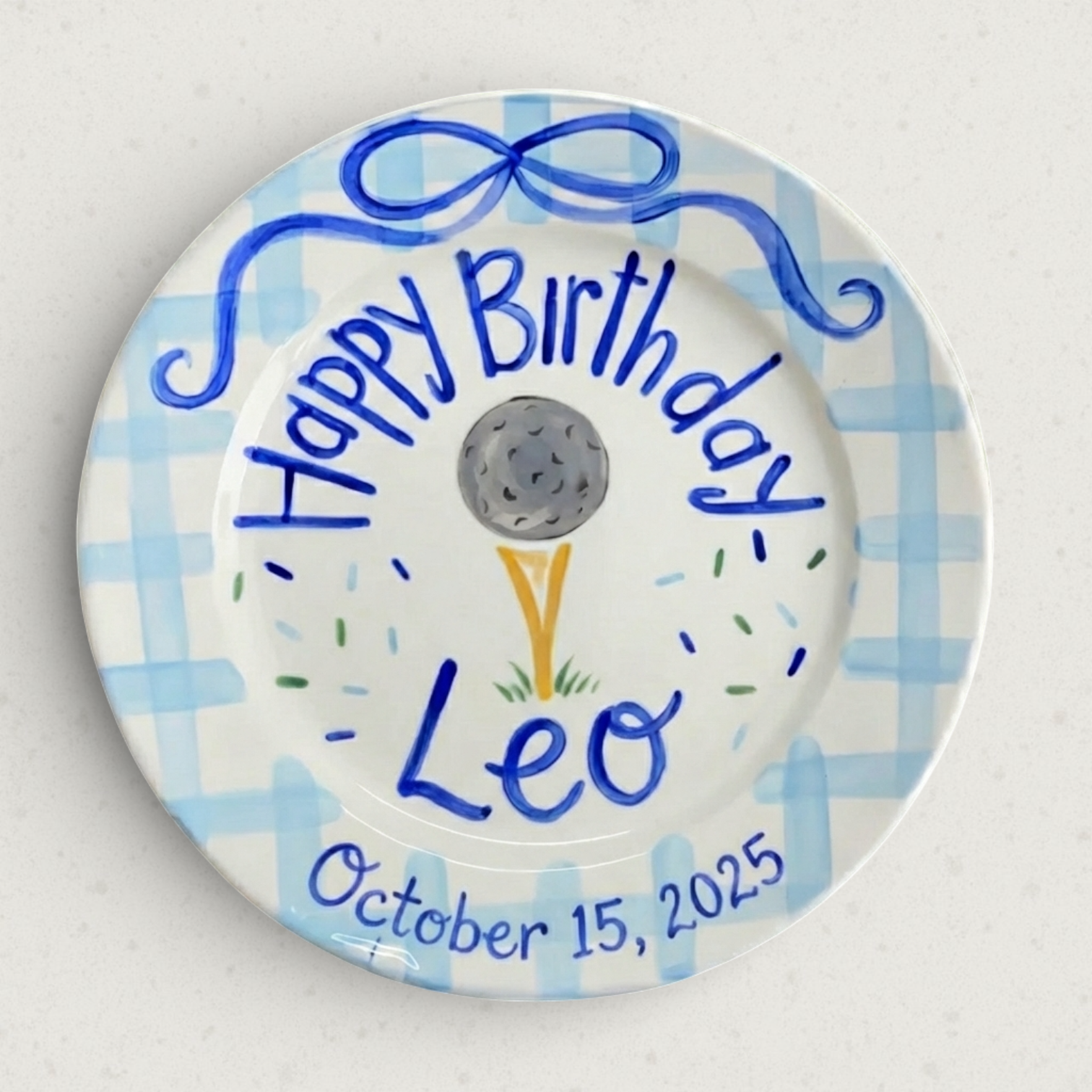Personalized Boy's Ceramic Birthday Plate - Custom Name & Hand-Painted Keepsake - BCP19