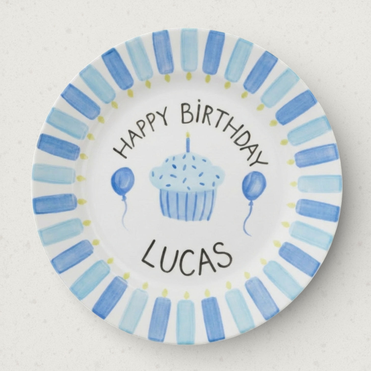 Personalized Boy Birthday Plate – Custom Hand-Painted Ceramic Gift - BCP55