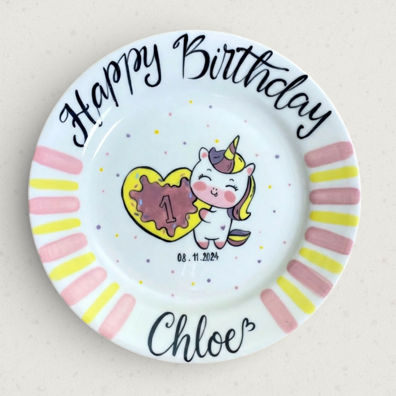 Personalized Ceramic Unicorn Birthday Plate - Cute Gift for Girls- BCP60