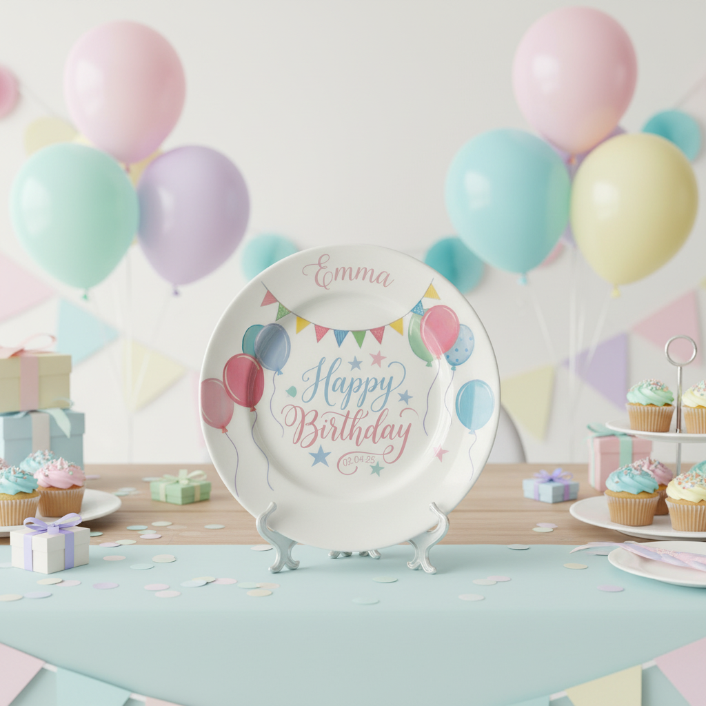 Personalized Baby Girl Ceramic Birthday Plate – Custom Hand Painted Ceramic Gift - BCP151