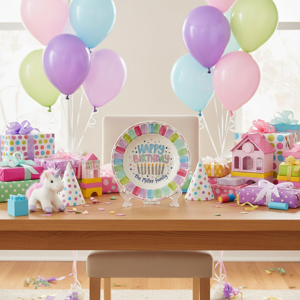 Personalized Girl Birthday Plate – Custom Hand-Painted Ceramic Gift - BCP74