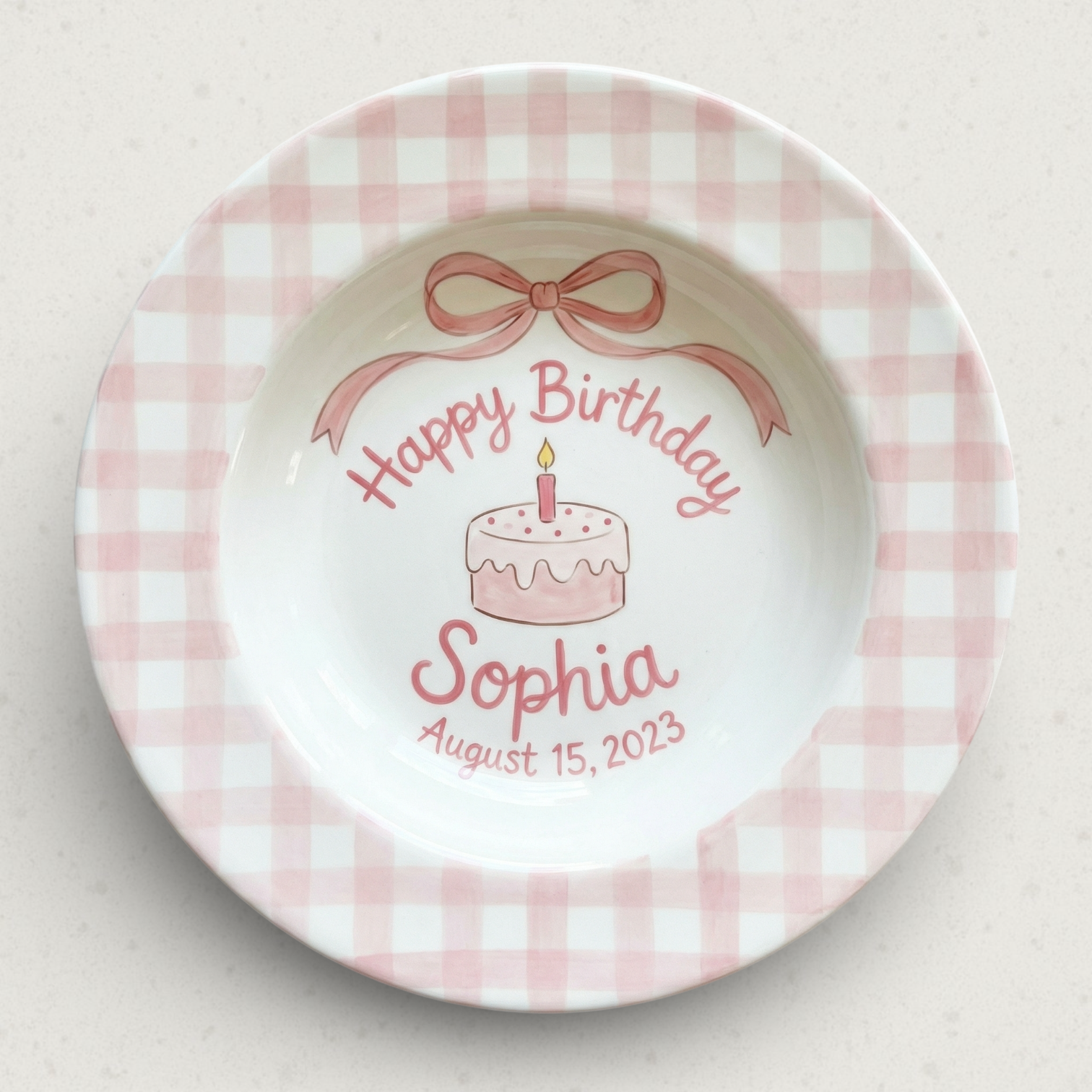 Personalized Girl Birthday Plate – Custom Hand-Painted Ceramic Gift - BCP75