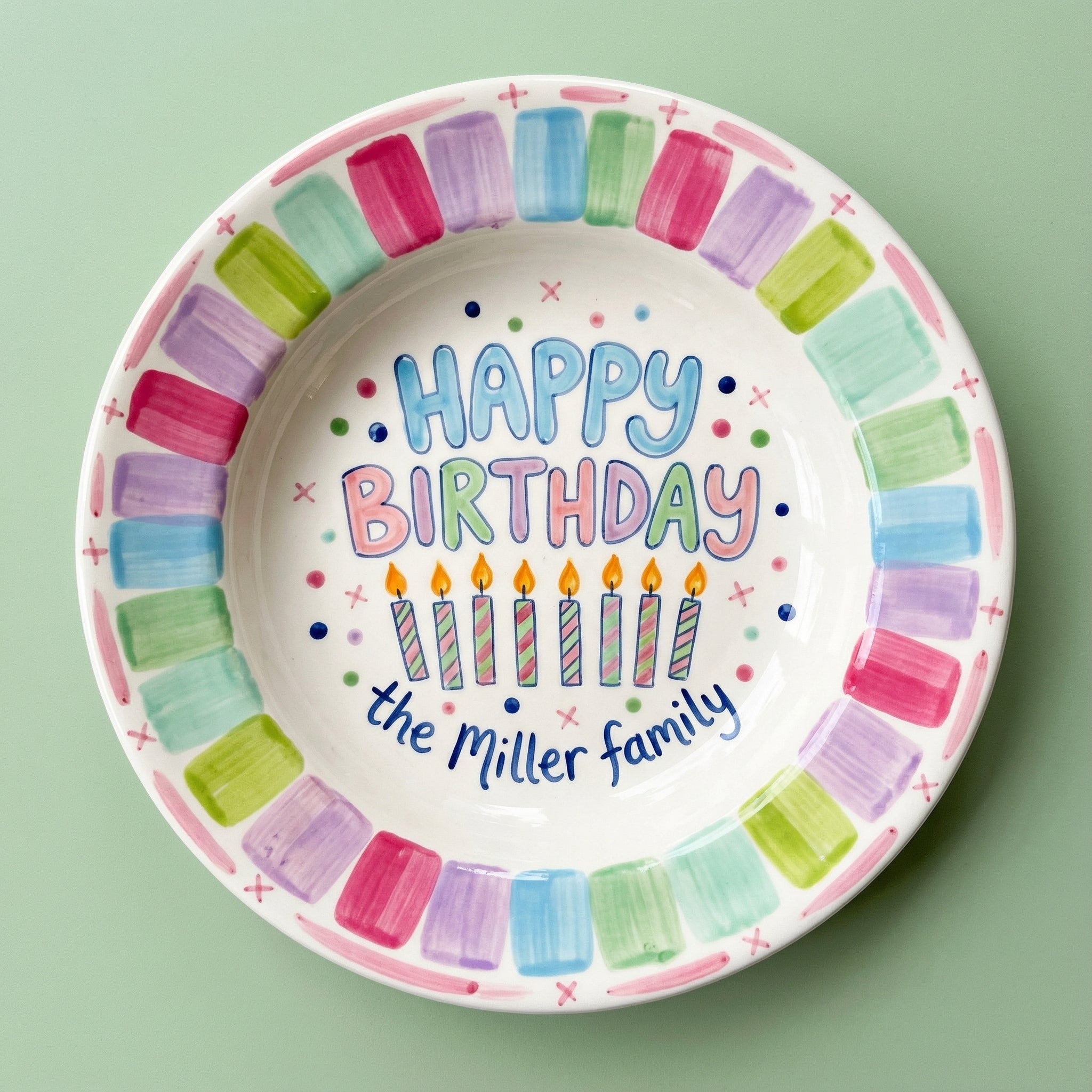 Personalized Girl Birthday Plate – Custom Hand-Painted Ceramic Gift - BCP74
