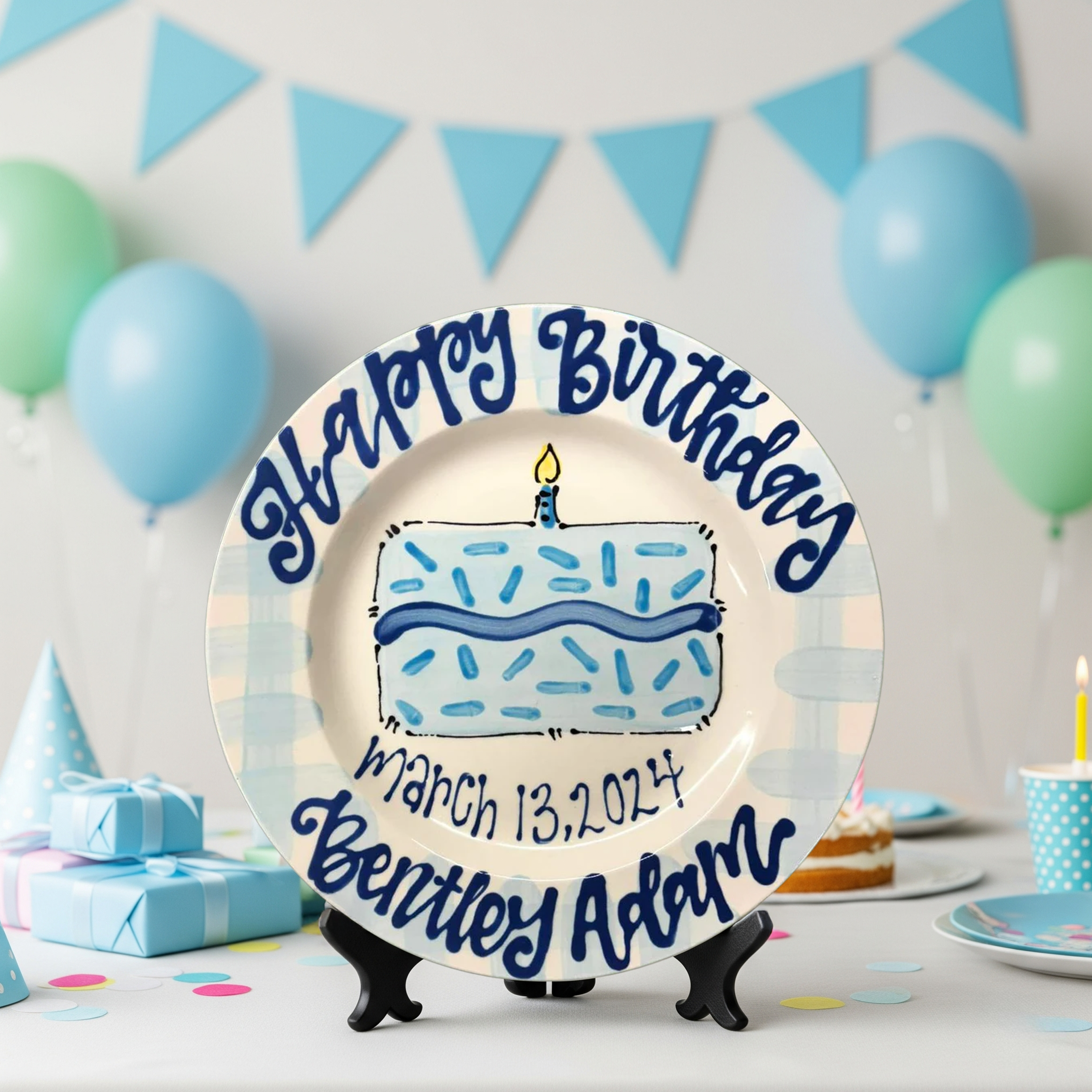 Personalized Birthday Plate for Kid - Hand-Painted Ceramic Dish - BCP28
