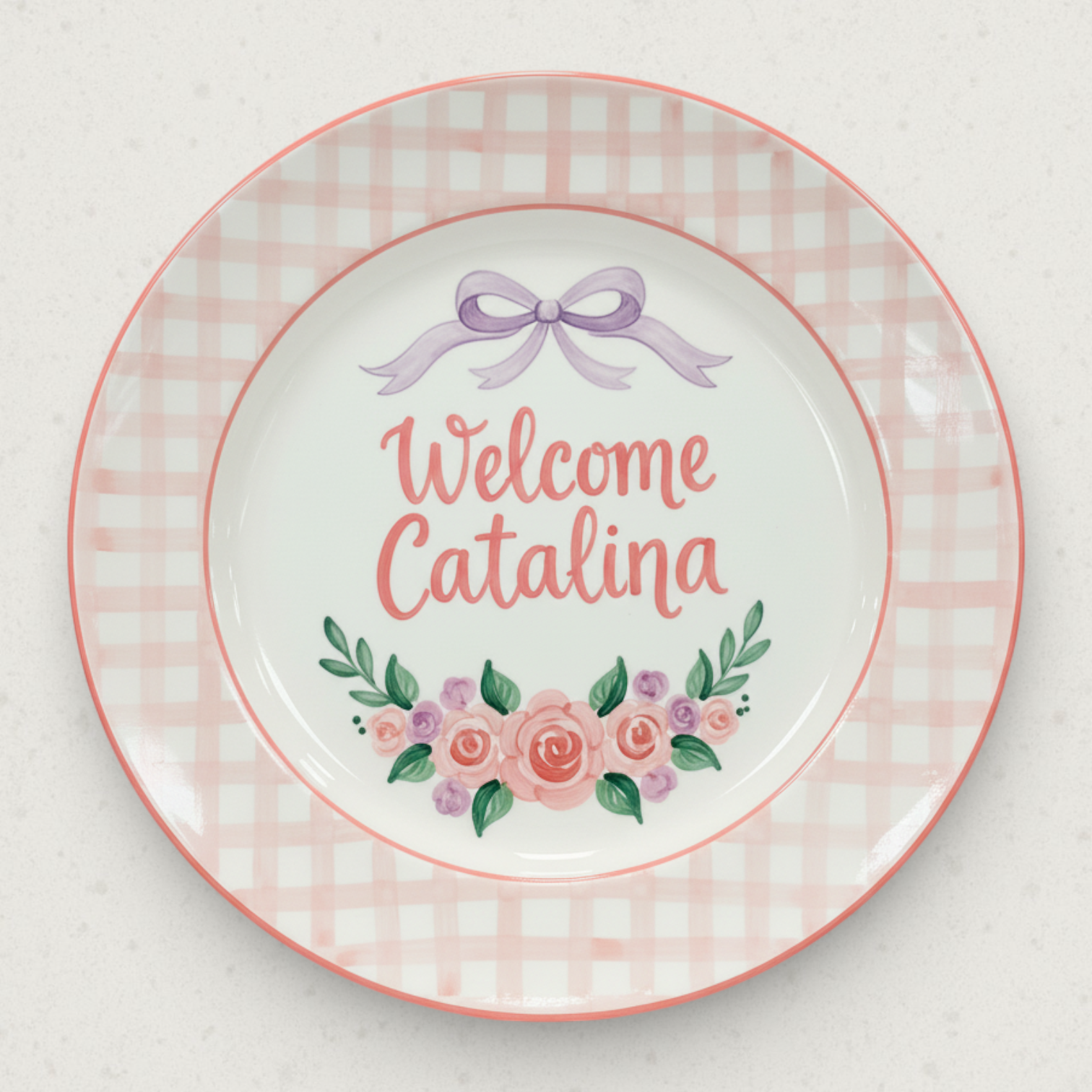 Personalized Girl's Ceramic Birthday Plate - Custom Name & Hand-Painted Keepsake- BCP84